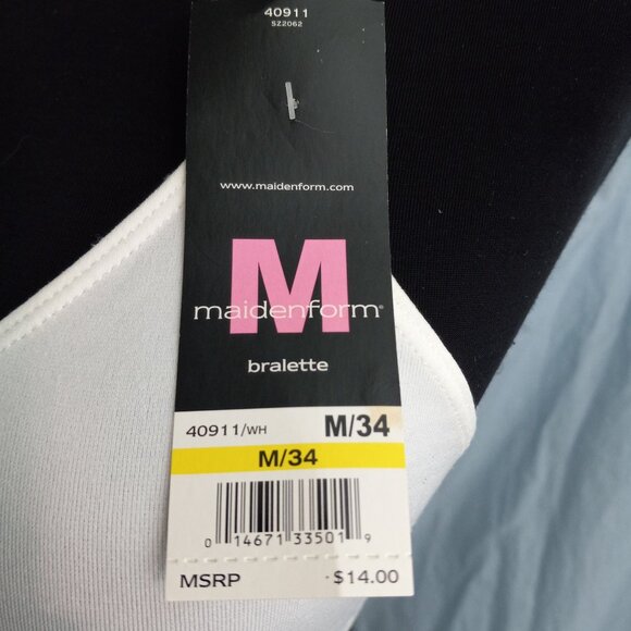 Maidenform M 34 Bralette Adjustable Straps Nylon Blend Seamless White NEW - Picture 6 of 6